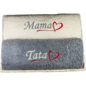 Dwa Małe Ręczniki (70x140 cm) - Mama/Tata